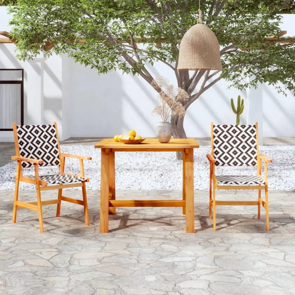 vidaXL 3 pcs conjunto de jantar para jardim madeira de acácia maciça