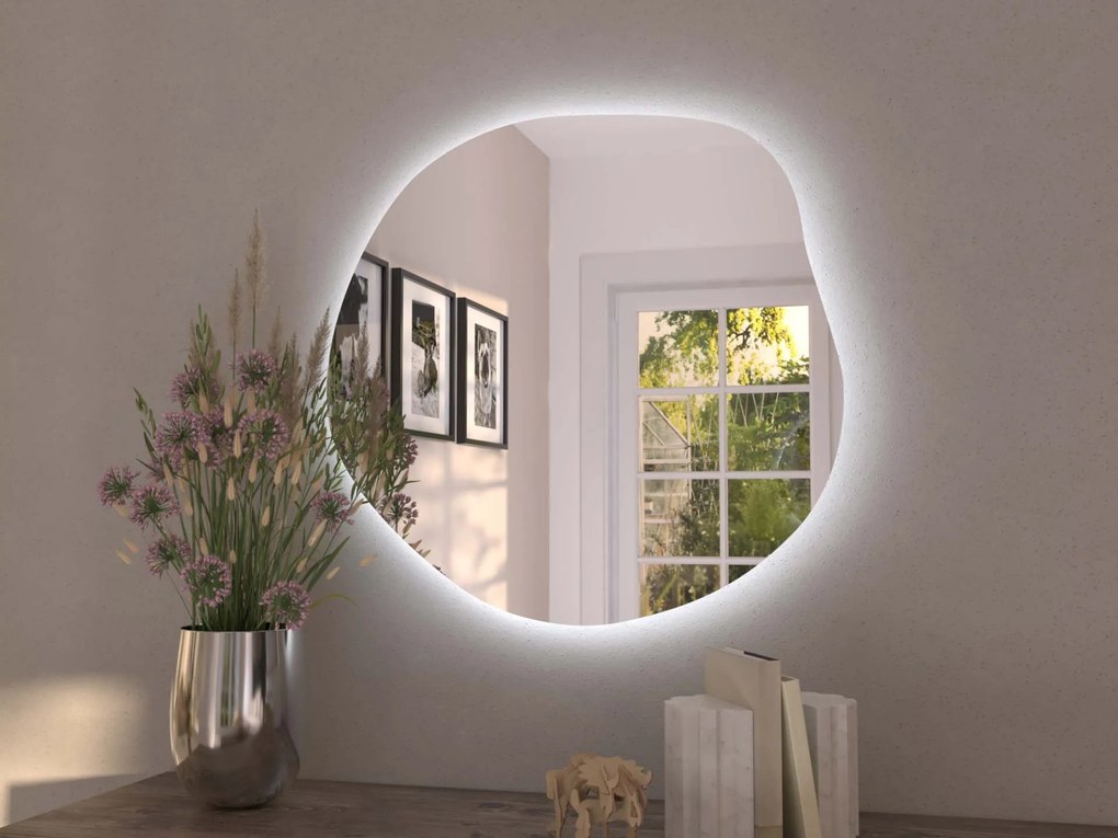 Espelho LED orgânico com iluminação A34 80x77