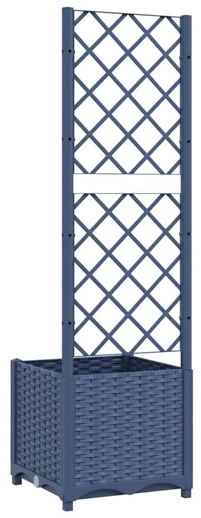 Vaso/floreira jardim c/ treliça 40x40x136 cm PP cinzento azul