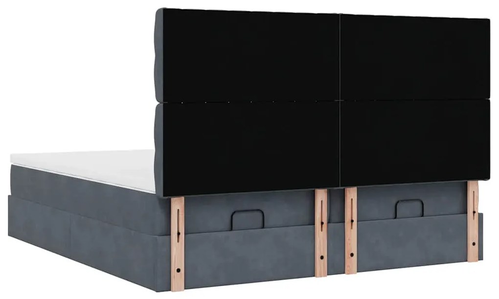Estrutura cama otomana colchões 180x200 cm cinzento escuro