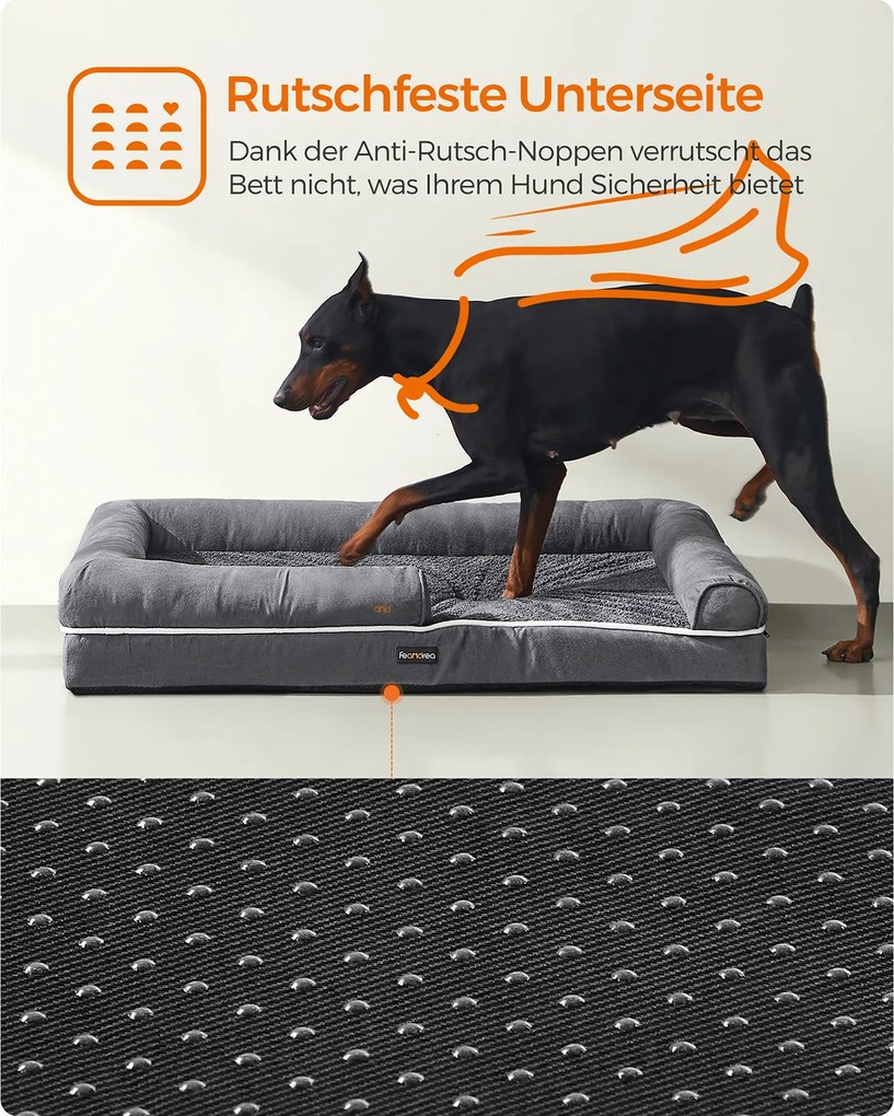 Cama ortopédica para cães com rebordo elevado 120 x 85 x 25 cm Cinzento escuro
