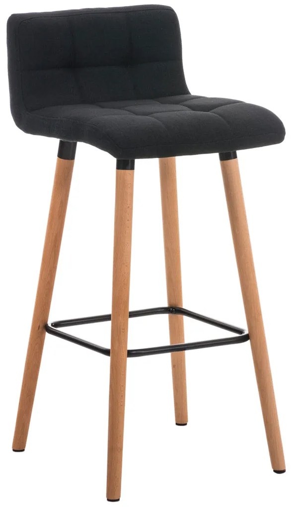 Conjunto de 2 bancos de bar Lincoln em tecido e com estrutura em Cor Natural 42 x 94 x 49 cm Preto
