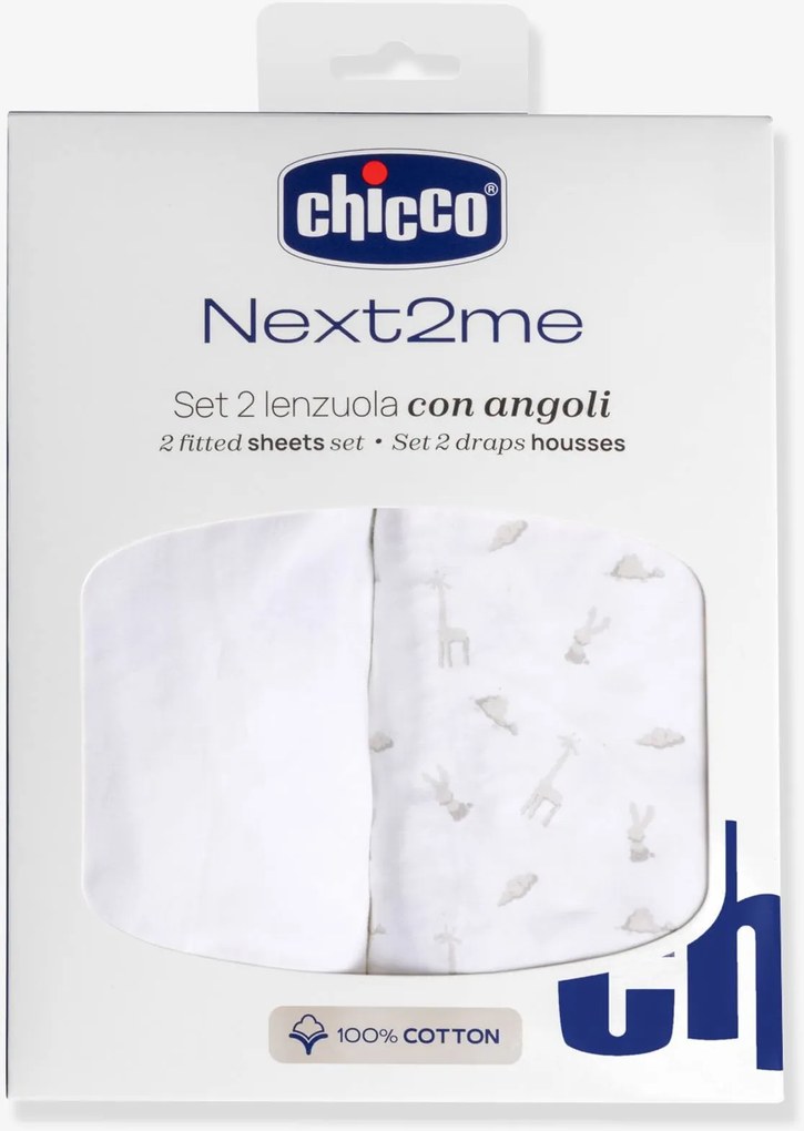 Conjunto de 2 lençóis com elástico Next2Me CHICCO branco