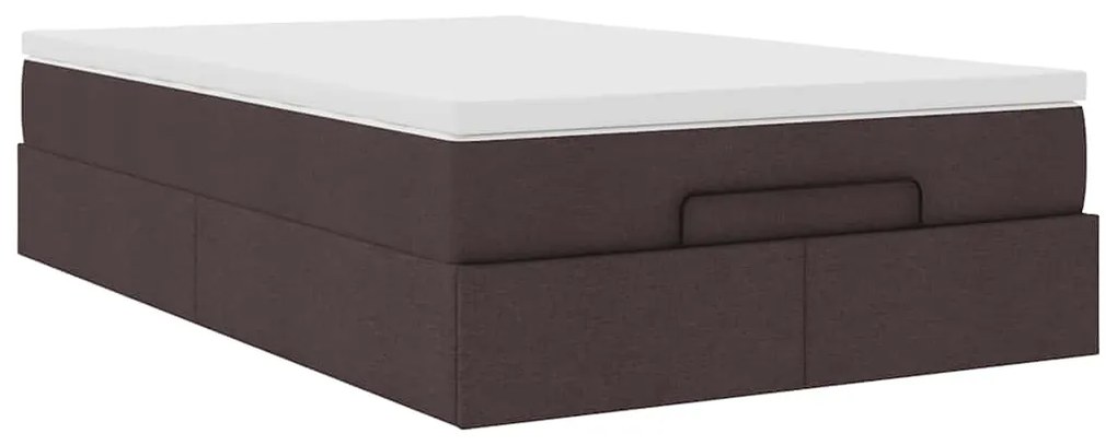 Estrutura de cama otomana com colchão 120x190cm castanho escuro