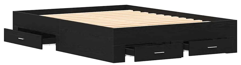 Estrutura de Cama com Gavetas Carvalho Preto Madeira Derivada