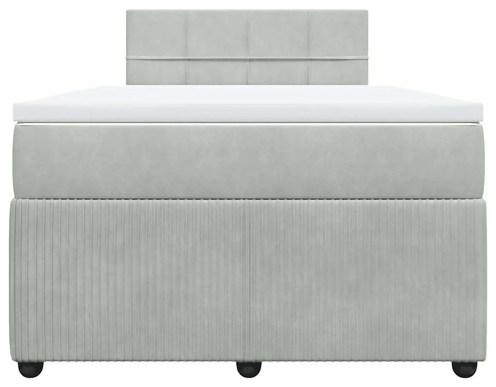Cama boxspring c/ colchão 120x200 cm veludo cinzento-claro