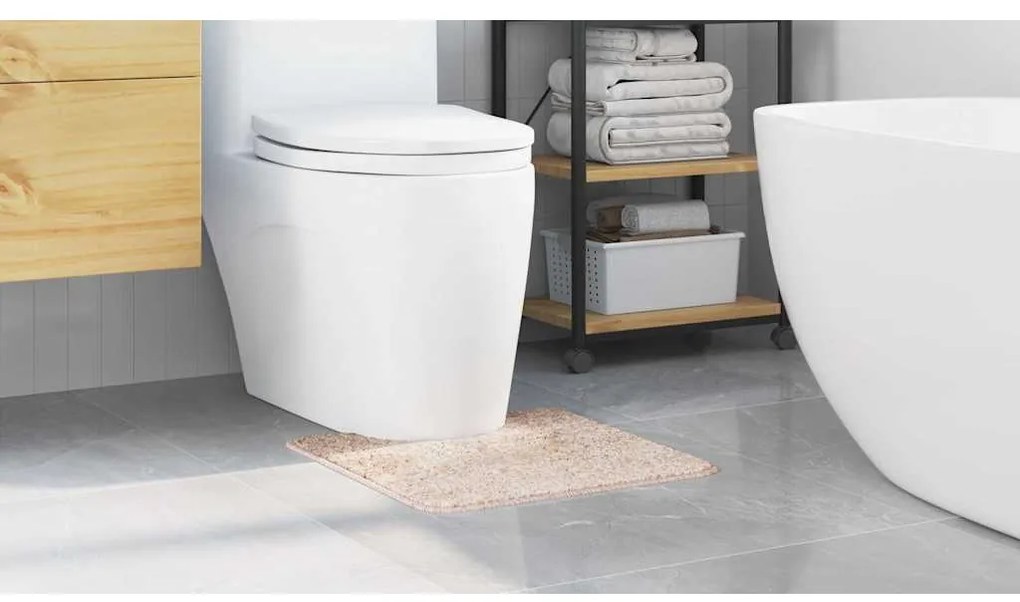 Tapete de Banho Creme Poliéster Padrão Antiderrapante