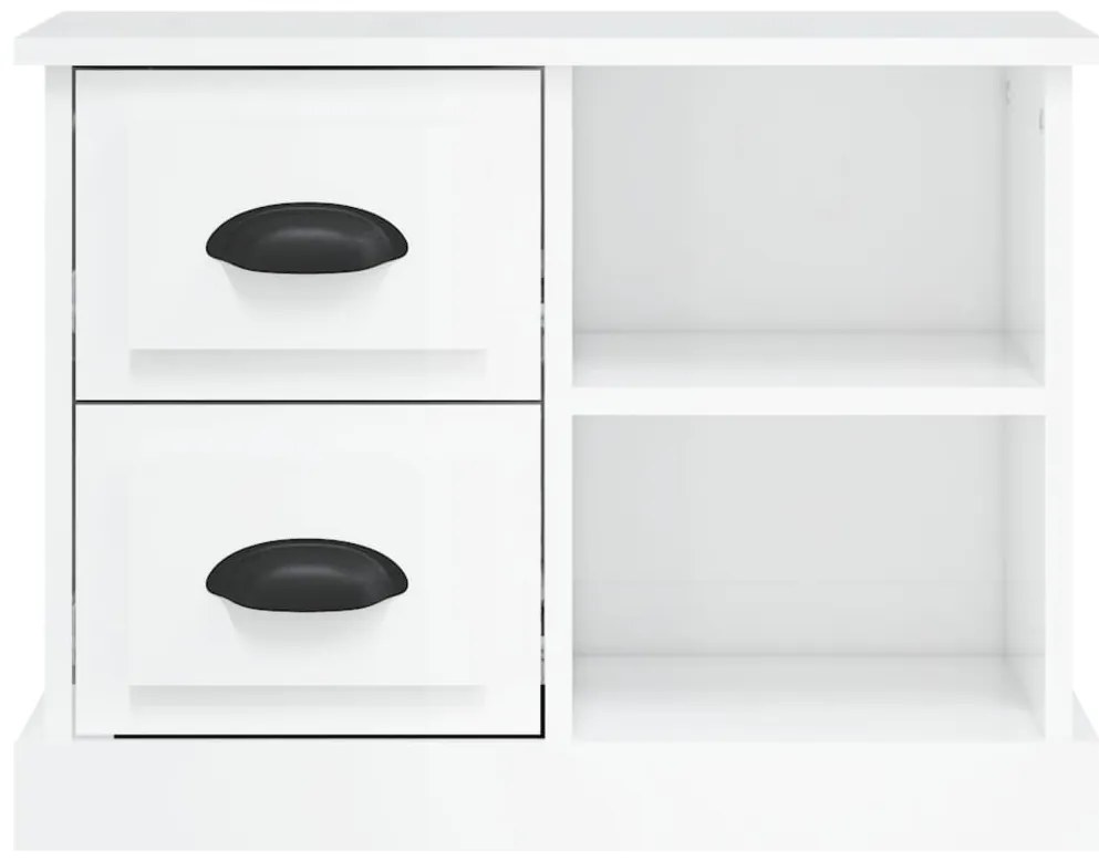 Mesa de cabeceira 60x35,5x45 cm branco brilhante