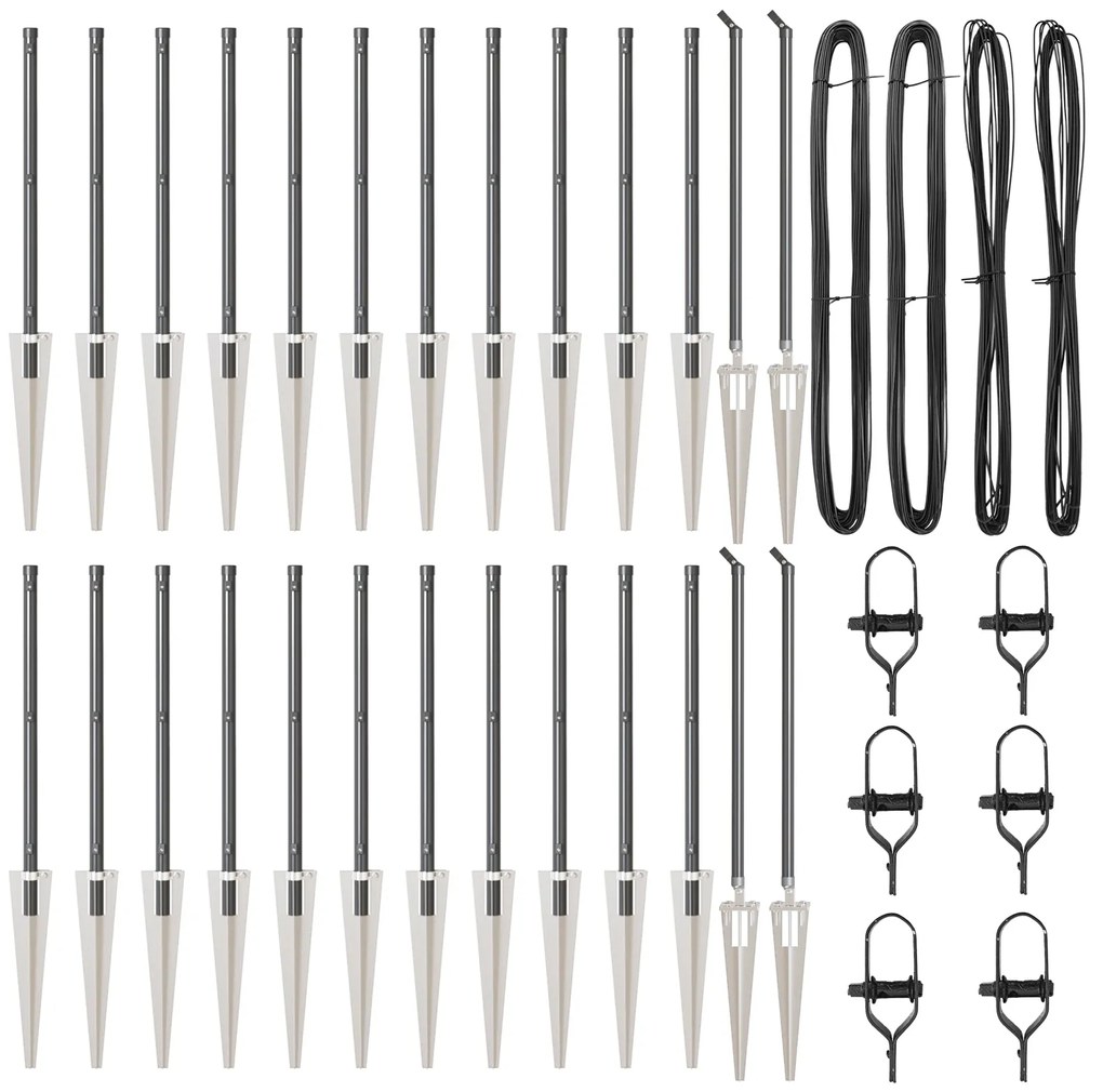 Postes de Cerca vidaXL com Ponta 26 pcs Ø32 mm 80 cm Aço Galvanizado