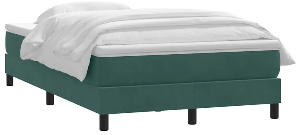 Cama boxspring com colchão 120x210 cm veludo verde-escuro