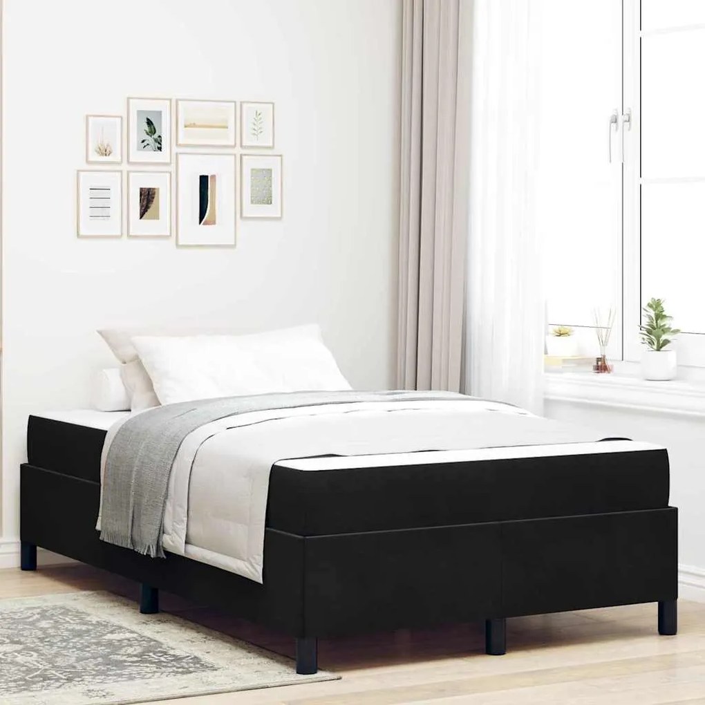 vidaXL Estrutura da Cama com colchão Preto 120 x 190 cm tecido