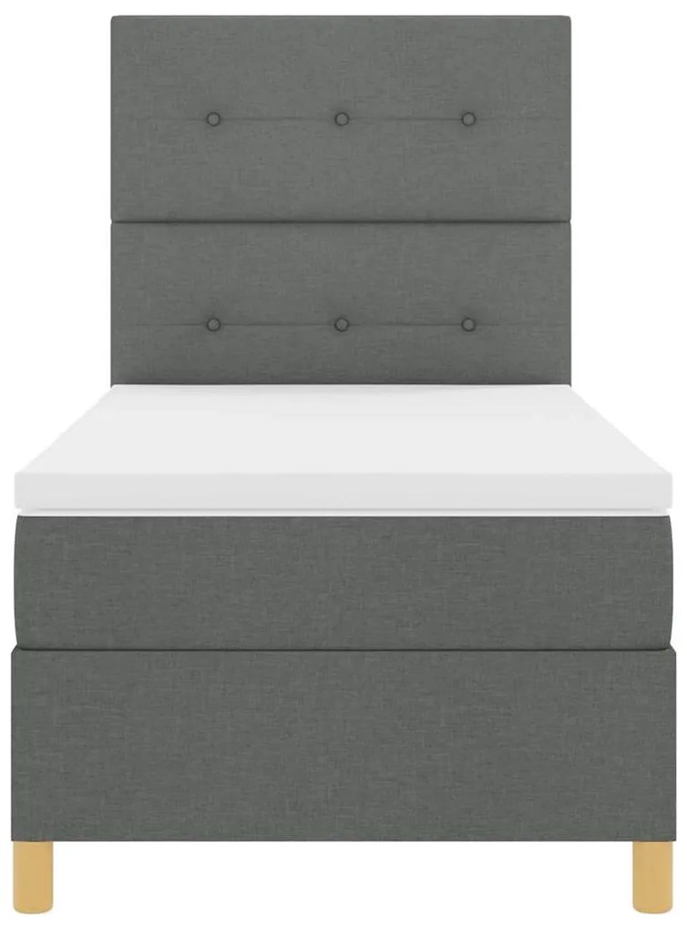 Cama Box com Colchão e LED Cinza Escuro 90x200 cm Tecido
