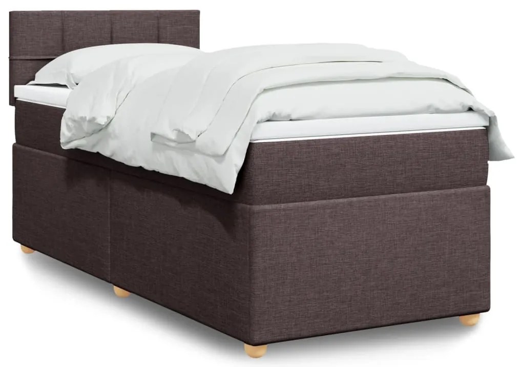 Cama com molas/colchão 90x200 cm tecido castanho-escuro