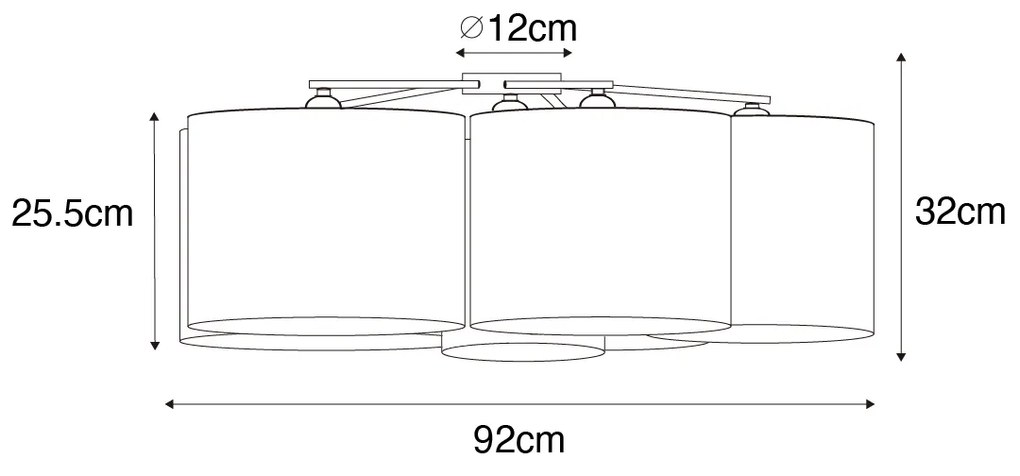 Luminária de teto taupe com interior dourado 6 luzes - Multidrum Moderno