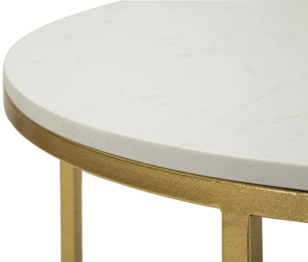 MESA DE CENTRO IZMIR 90X60X45 CM DOURADO E BRANCO