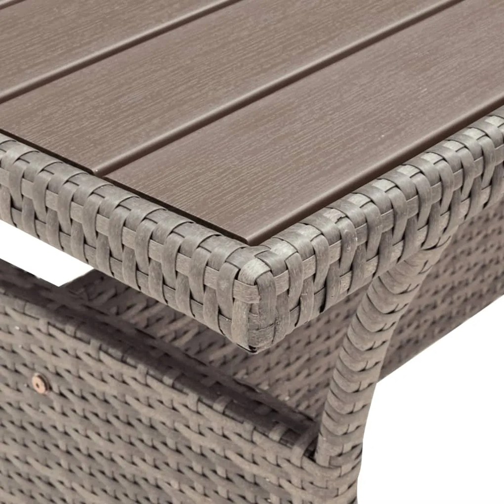 vidaXL Mesa de jardim 120x70x66 cm vime PE cinzento