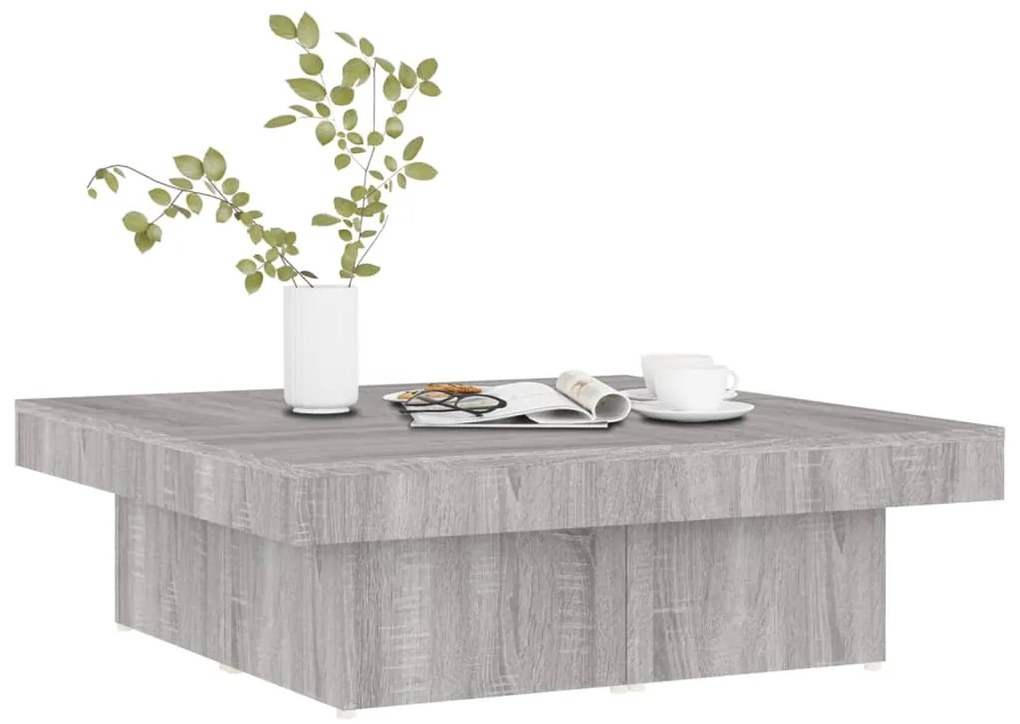 Mesa de centro 90x90x28 cm derivados madeira cinzento sonoma