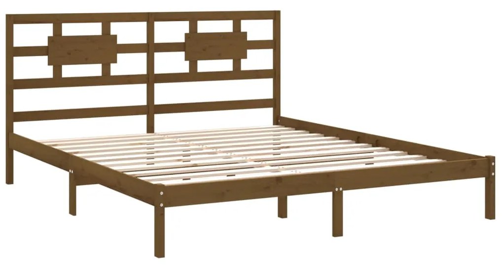 Estrutura de cama 200x200 cm madeira maciça castanho mel
