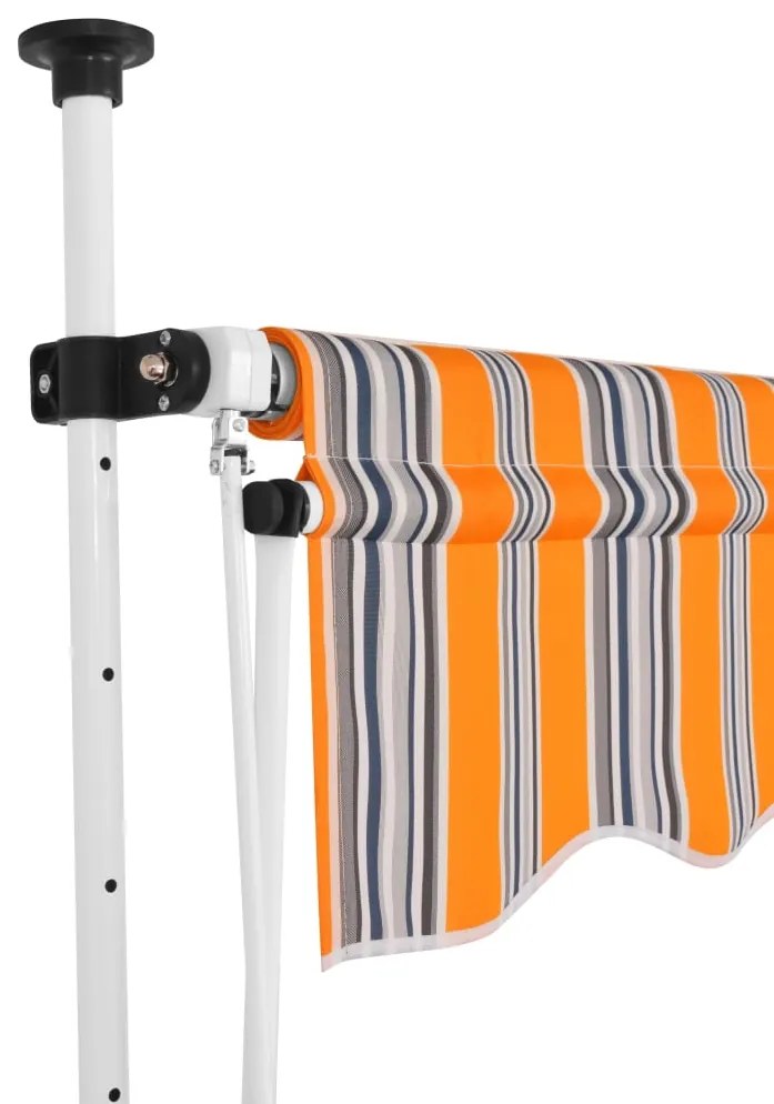Toldo retrátil manual 200 cm riscas amarelas e azuis
