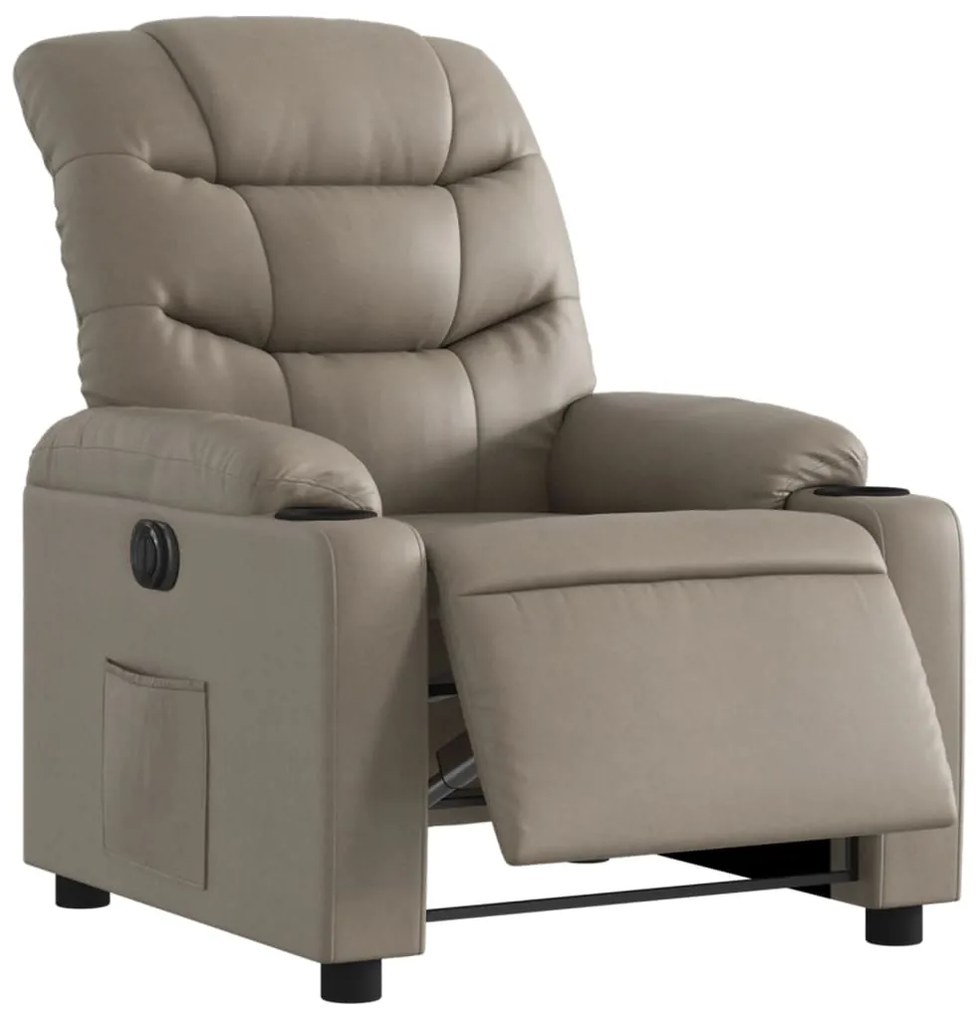 Poltrona reclinável elétrica couro artificial cor cappuccino