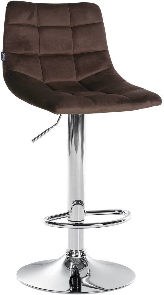 Conjunto de 2 bancos de bar Jerry em veludo com estrutura cromada 87-108,5 x 43 x 46,5 cm Castanho