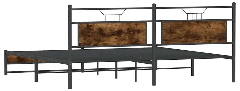 Estrutura de cama sem colchão 193x203cm metal carvalho fumado