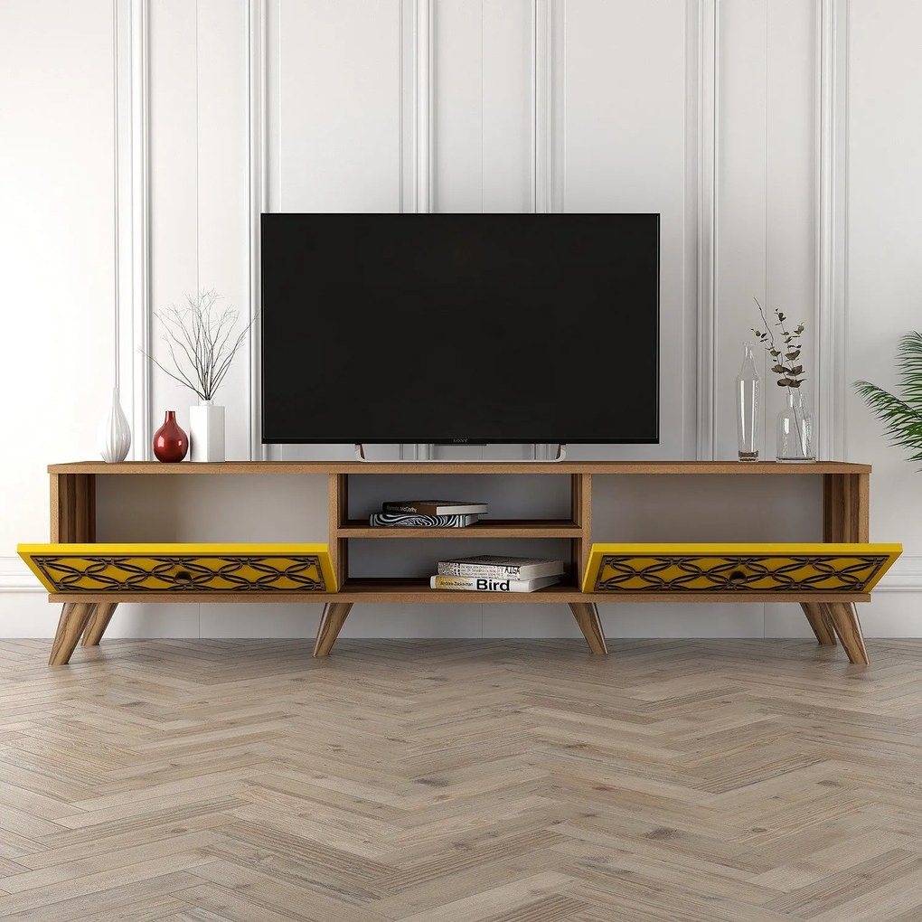 Móvel TV Class – Nogueira Amarela – 180 cm x 44 cm x 35 cm
