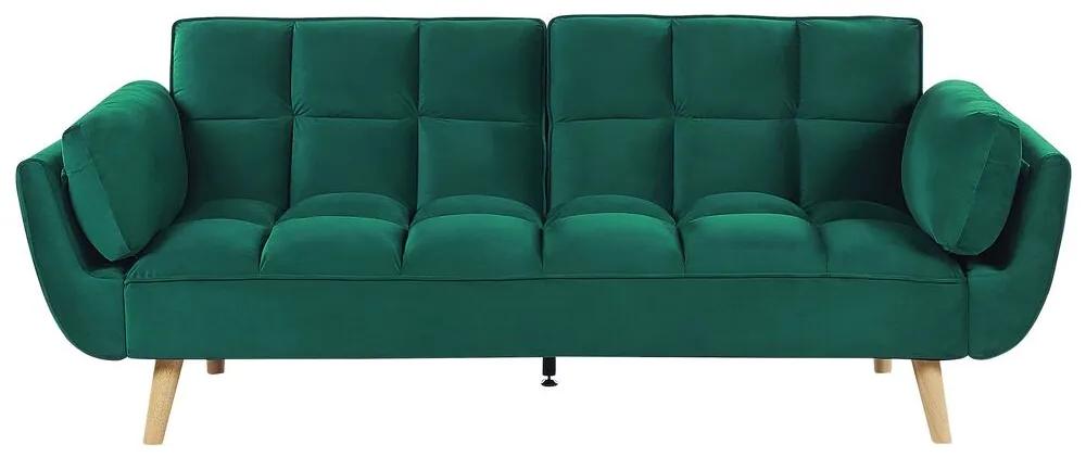 Sofá-cama em veludo verde ASBY Beliani
