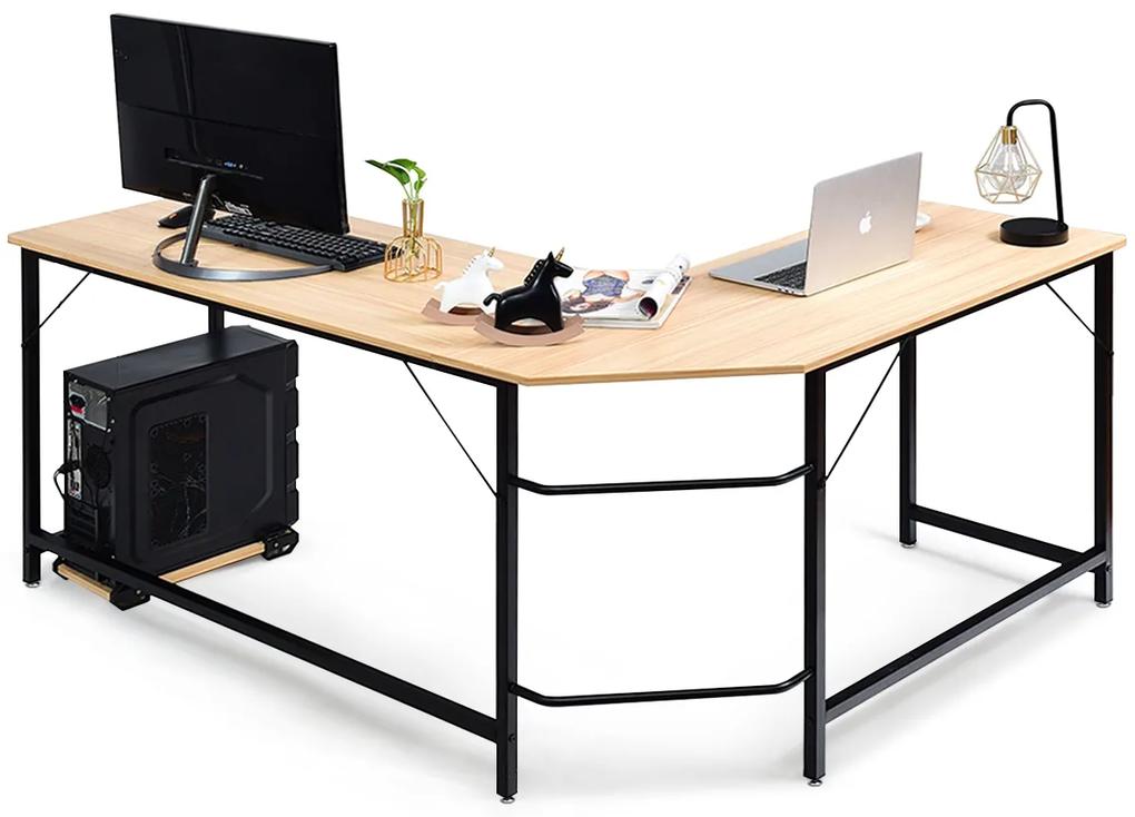 Secretária de Computador em forma de L Mesa de Computador 168 x 125 x 74 cm Natural