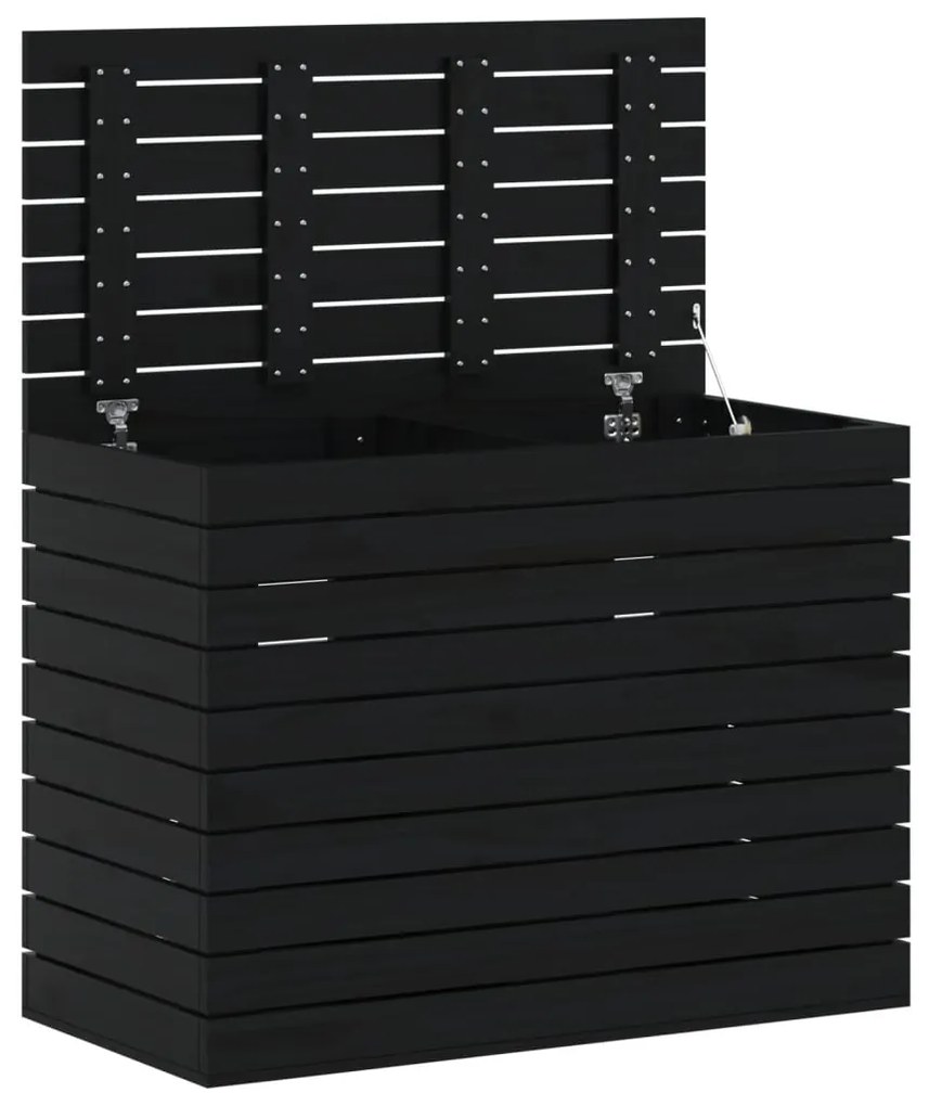 Cesto de roupa suja 88,5x44x66 cm madeira de pinho maciça preto