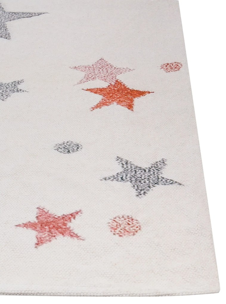 Tapete para crianças em algodão branco com padrão de estrelas 140 x 200 cm ALPOUD Beliani