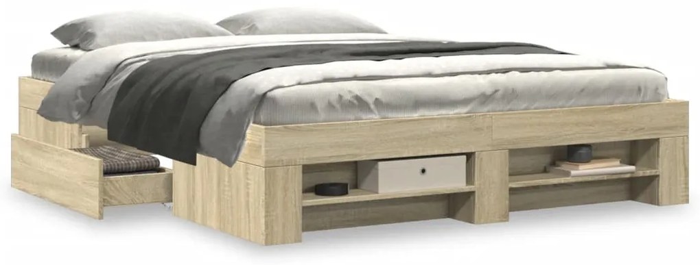 Estrutura cama s/ colchão derivados de madeira carvalho sonoma