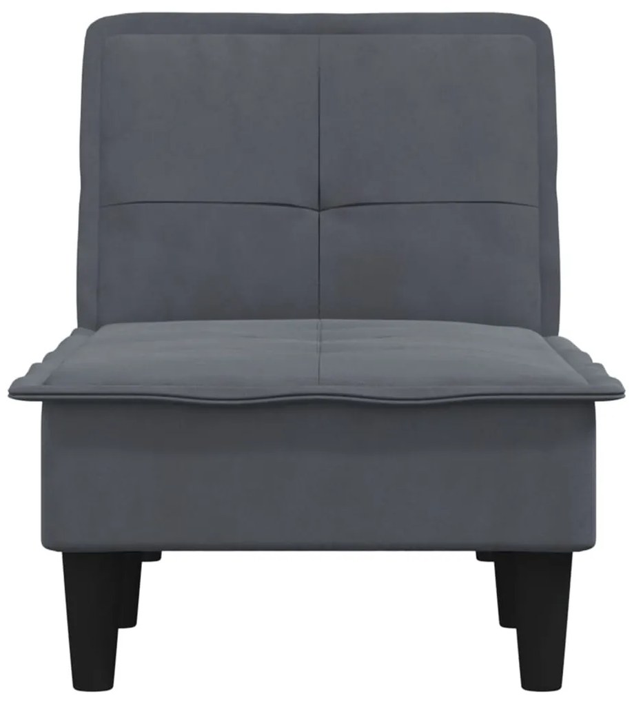 Chaise longue veludo cinzento-escuro