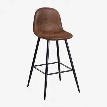 Banqueta Alta Glamm Em Couro Sintético Café Vintage & ↑75 Cm & Preto - Sklum