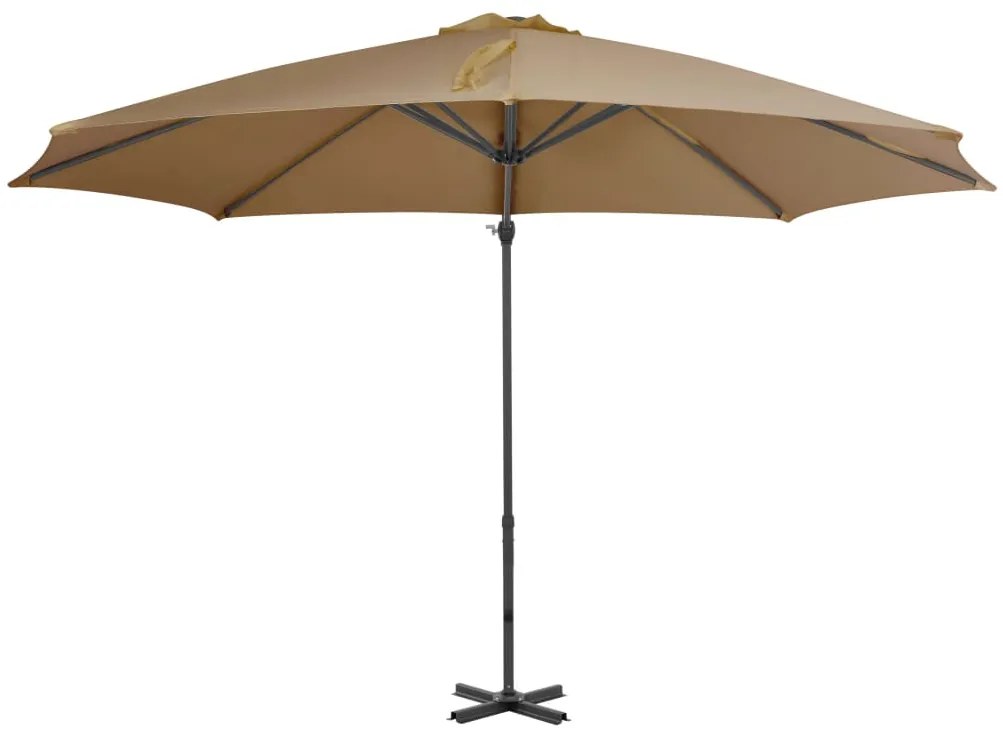 Guarda-sol cantilever c/ poste alumínio 300cm cinza-acastanhado