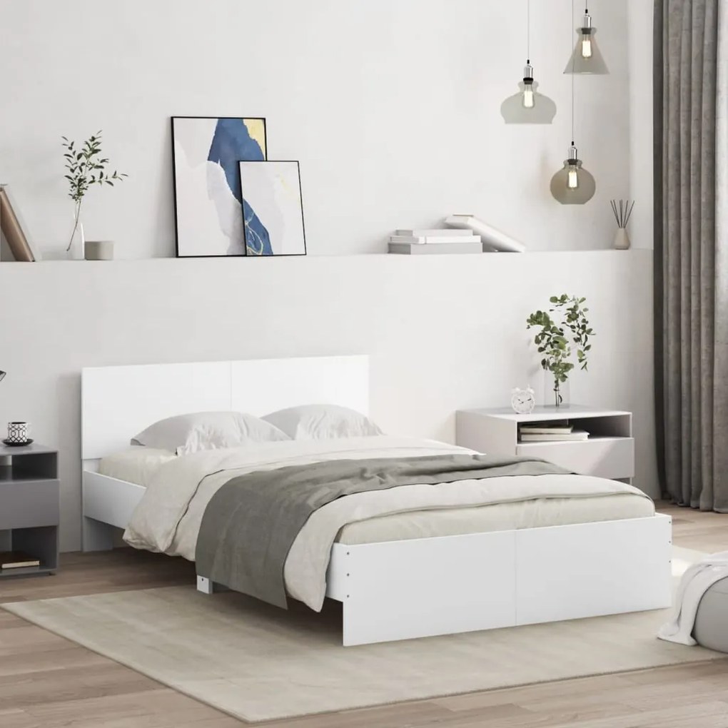 vidaXL Estrutura de cama com cabeceira 120x190 cm branco