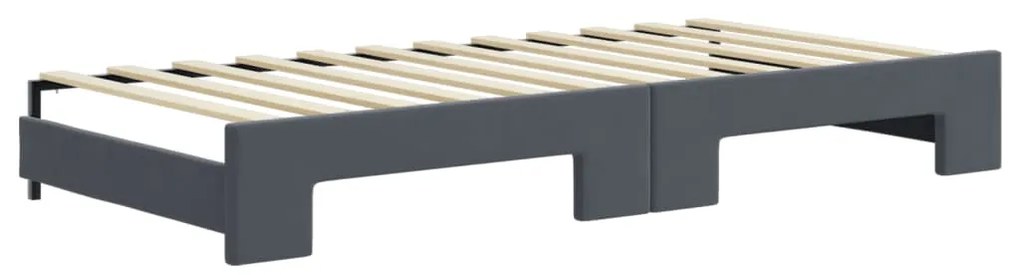Sofá-cama c/ gavetão e colchões 90x200cm veludo cinzento-escuro