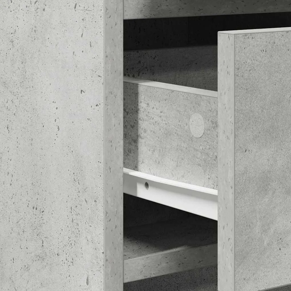 Conjunto de Mesa de Maquilhagem de 2 Peças Cinza Concreto com LED em M