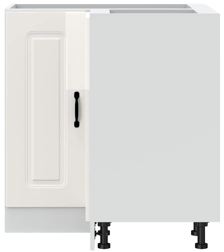 Armário baixo de canto de cozinha Kalmar branco alto brilho