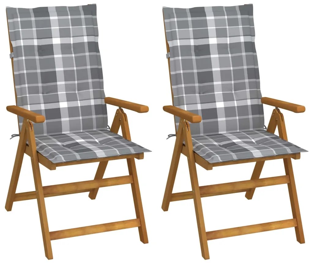 vidaXL Cadeiras jardim reclináveis c/ almofadões 2 pcs acácia maciça