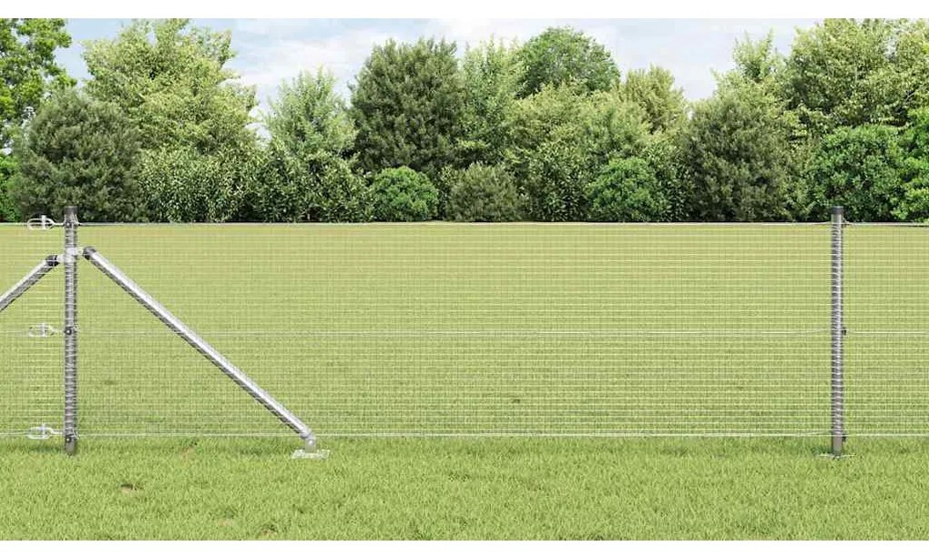 vidaXL Poste de Cerca Prateado 50 x 0,6 m (16 x 16 mm de malha) Aço