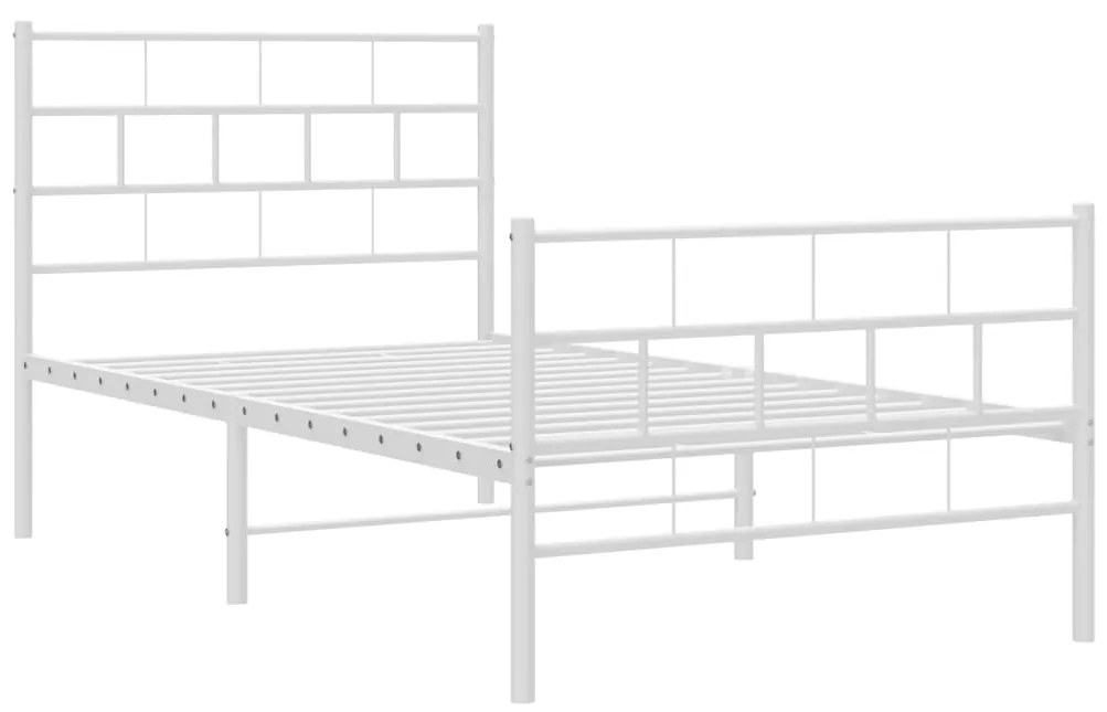 Estrutura de cama com cabeceira e pés 90x190 cm metal branco