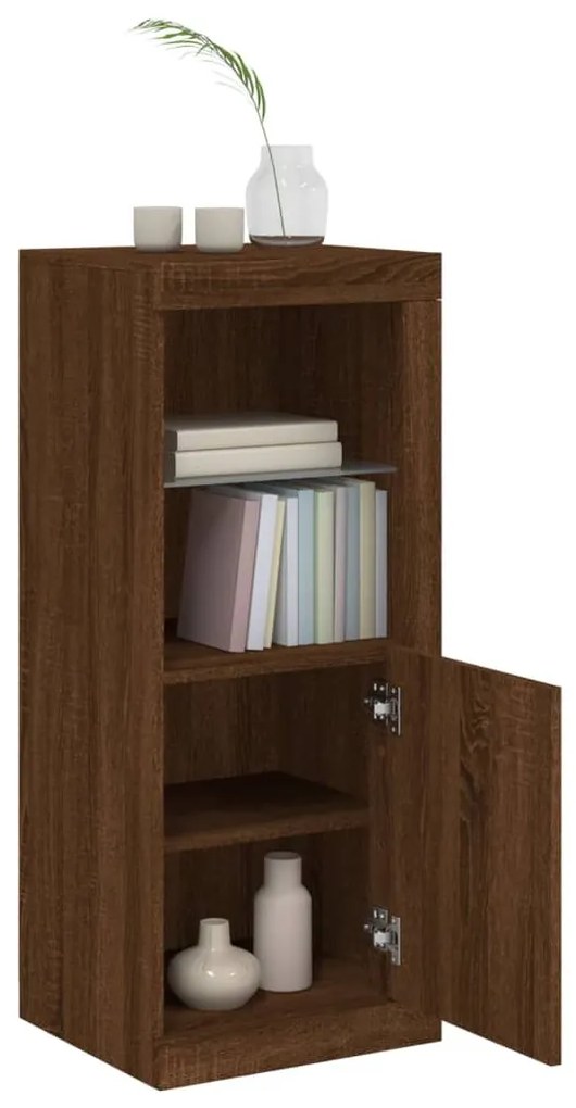 Aparador com luzes LED 41x37x100 cm carvalho castanho