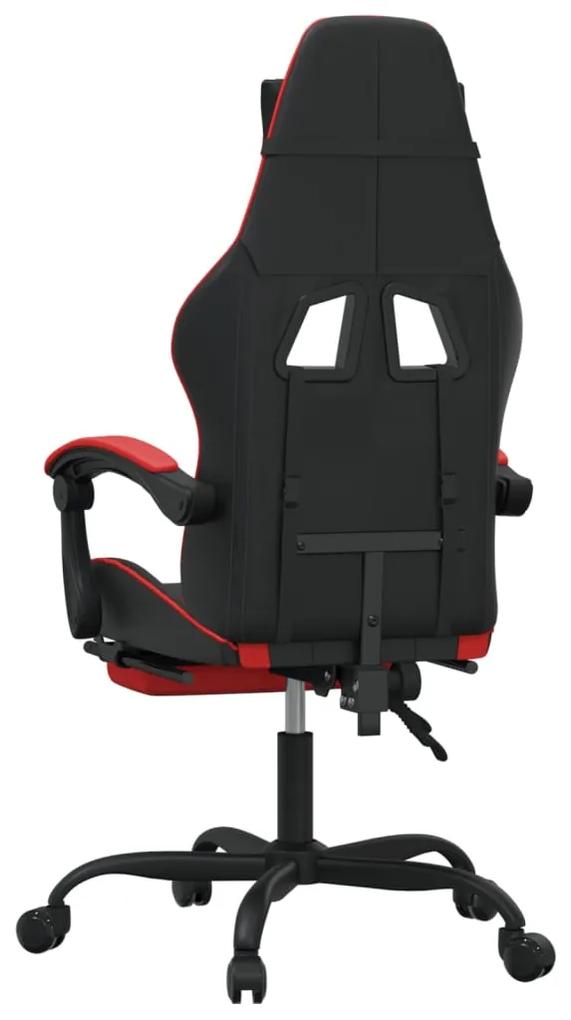 Cadeira gaming giratória c/ apoio couro artific. preto/vermelho