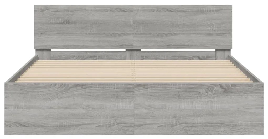 Estrutura de cama com cabeceira 140x190 cm cinzento sonoma