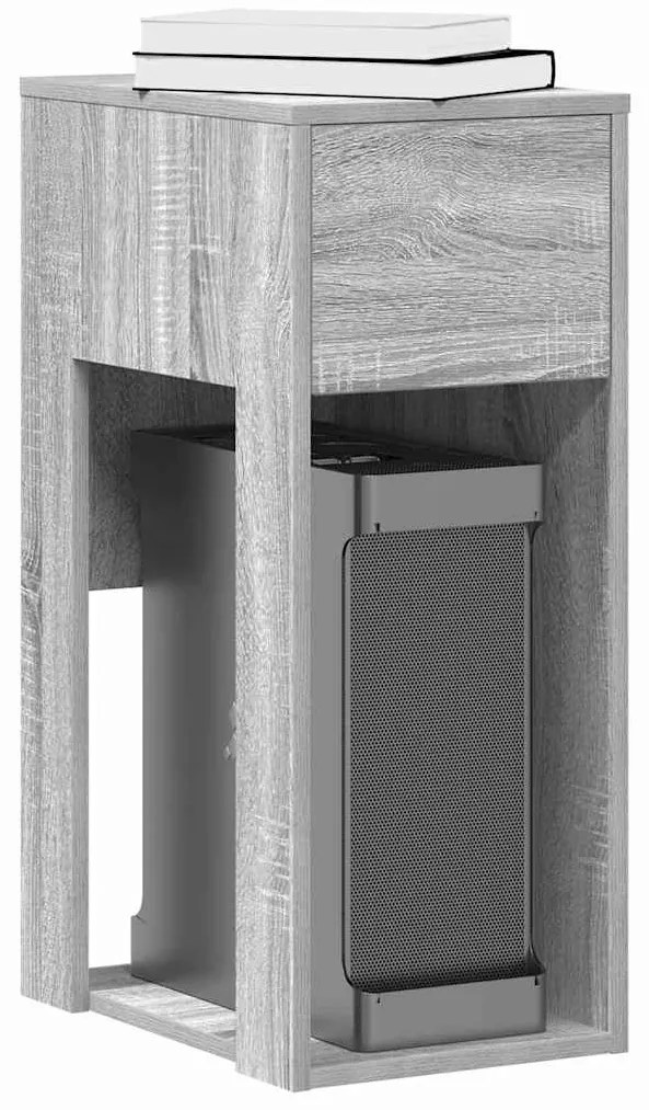 Suporte torre de computador com gaveta 30x44x74 cm cinza sonoma