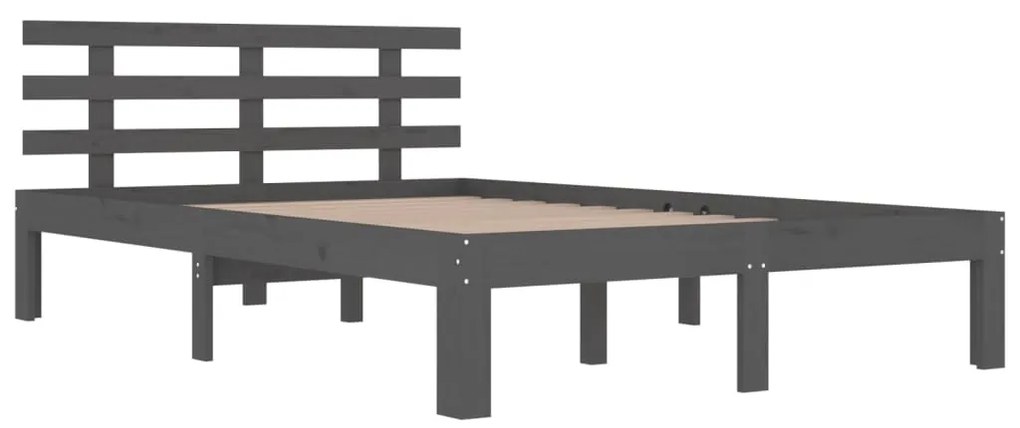 Estrutura de cama 200x200 cm madeira maciça cinzento