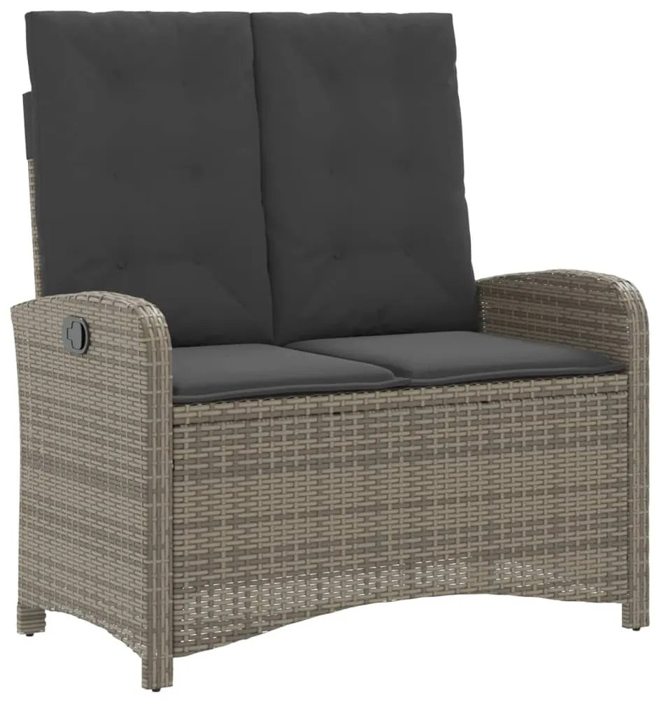 2 pcs conjunto de jantar p/ jardim c/ almofadões vime PE cinza