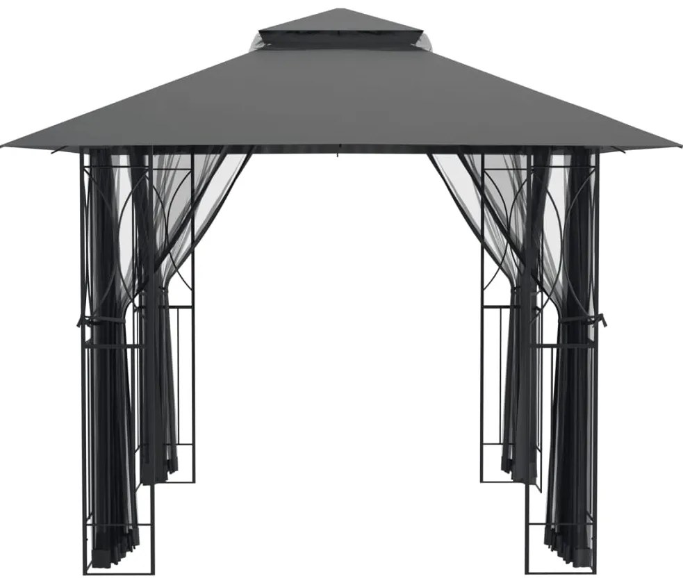 Gazebo com paredes laterais 300x300x270 cm aço antracite