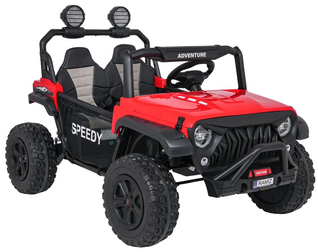 Jipe elétrico para Crianças 2 Lugares 24V 4x4 PASSION 4x4 Off-Road Rodas Espuma EVA, Assento couro ecológico Vermelho
